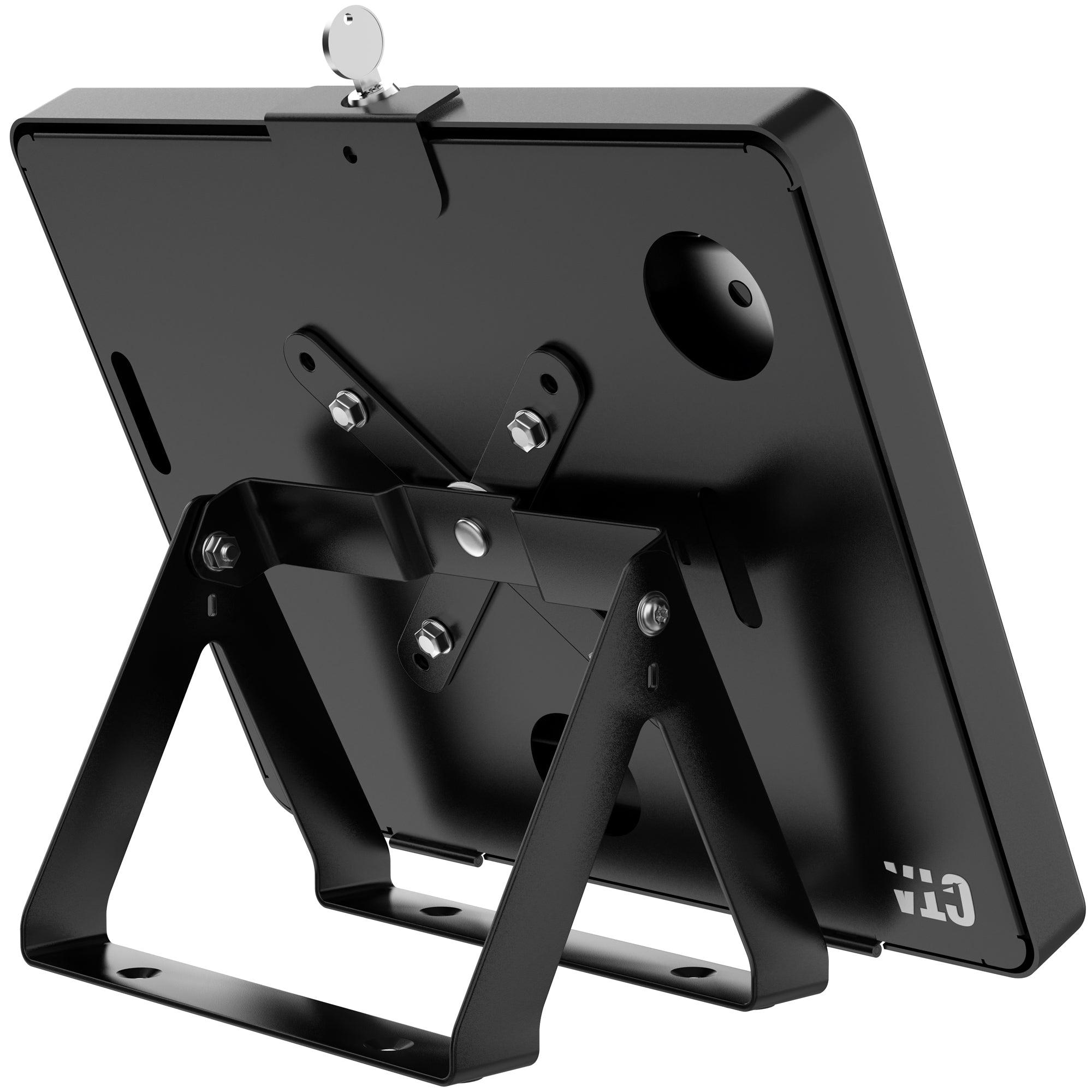 Full Rotation Desk Mount with Universal Security Enclosure (Black)