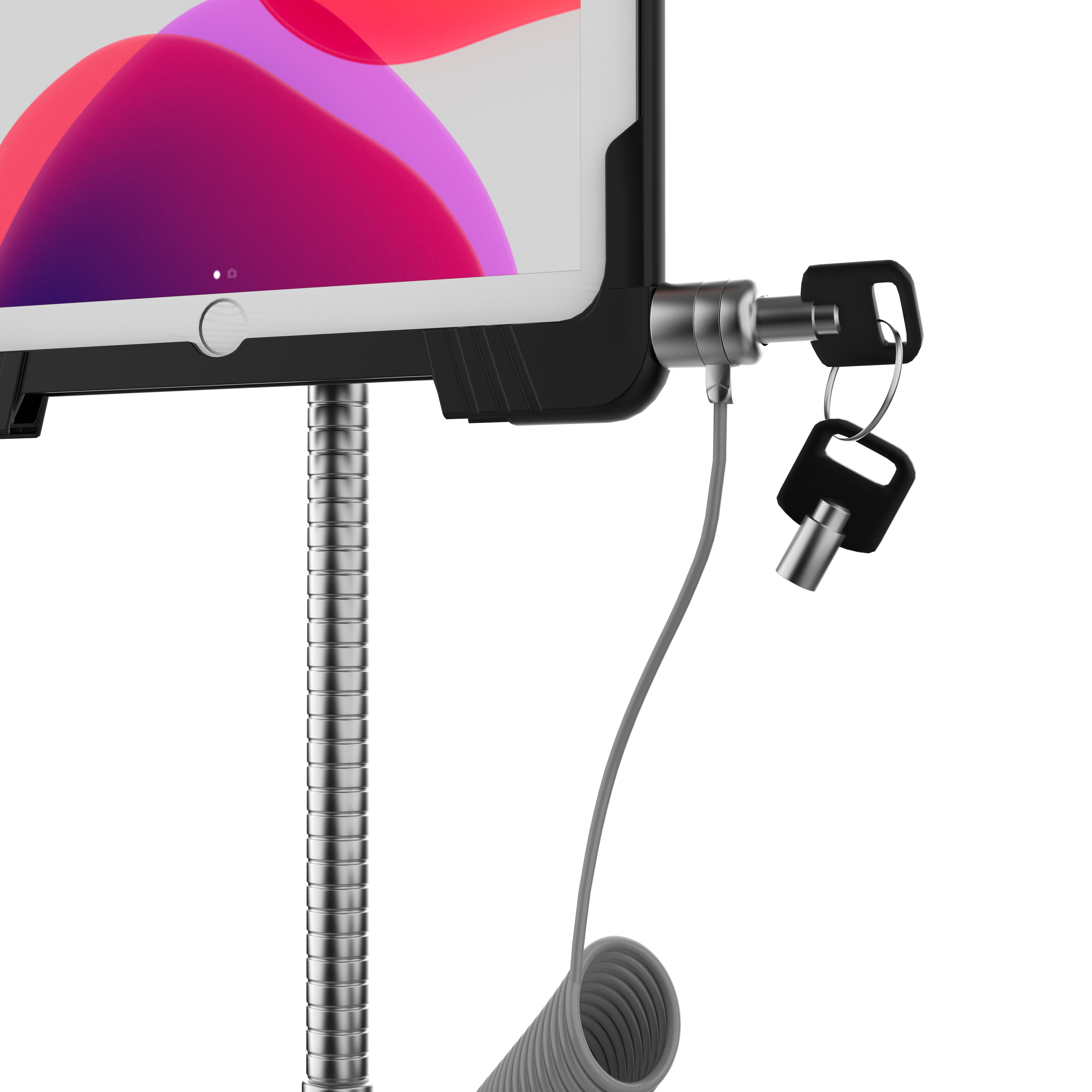 Security Enclosure Height-Adjustable Gooseneck Floor Stand for iPad 7th/ 8th/ 9th Gen 10.2”, iPad Air 3 &amp; iPad Pro 10.5”
