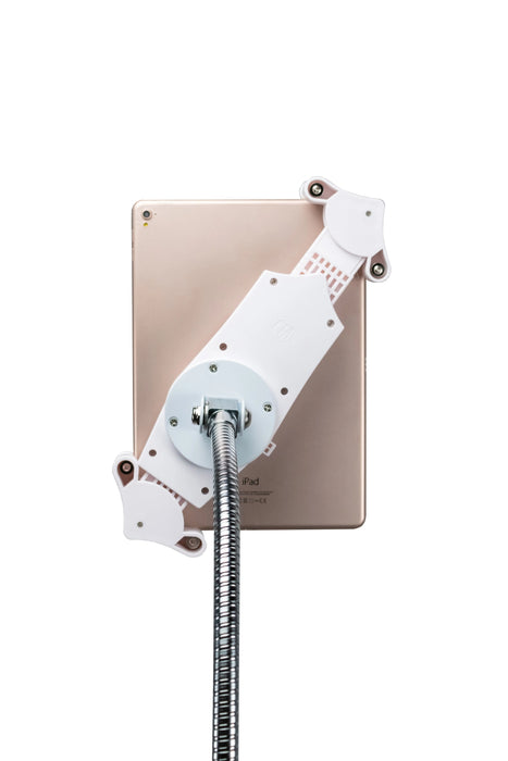 Heavy-Duty Gooseneck Floor Stand with VESA Plate and Storage Basket CTA DIGITAL
