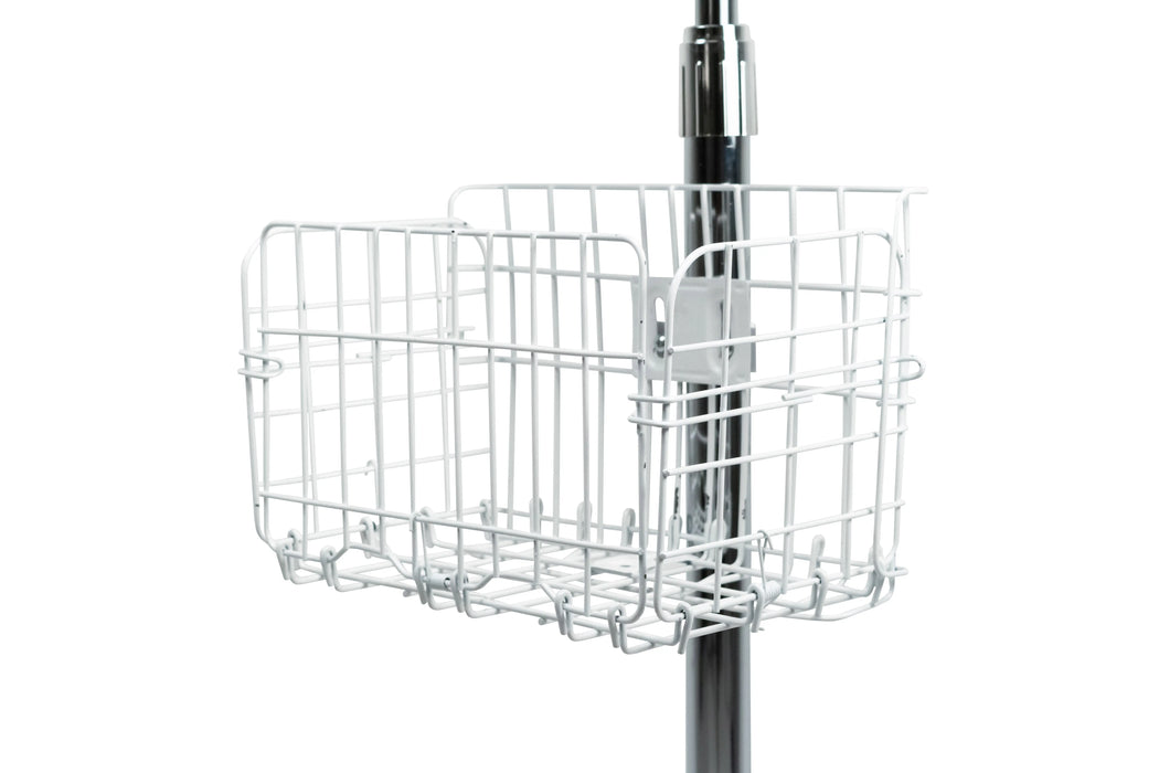 Heavy-Duty Gooseneck Floor Stand with VESA Plate and Storage Basket CTA DIGITAL