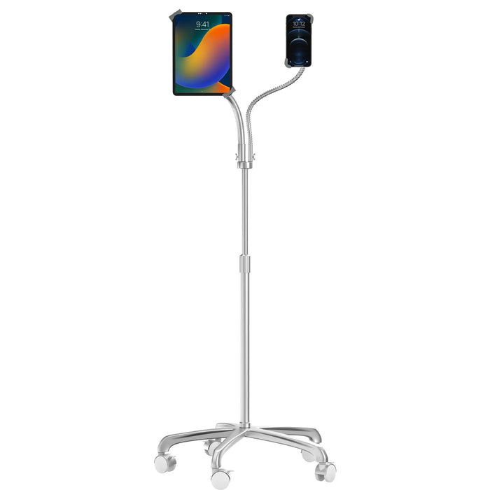 Heavy-Duty Security Floor Stand with Dual Goosenecks for Phone and Tablet CTA DIGITAL