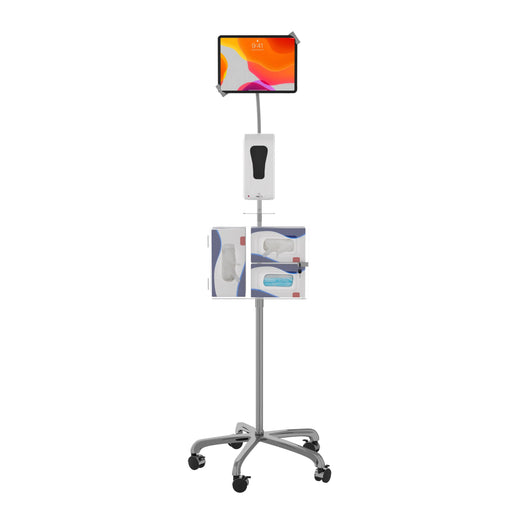 Heavy-Duty Security Gooseneck Floor Stand w/ Sanitizing Station & Automatic Soap Dispenser CTA DIGITAL