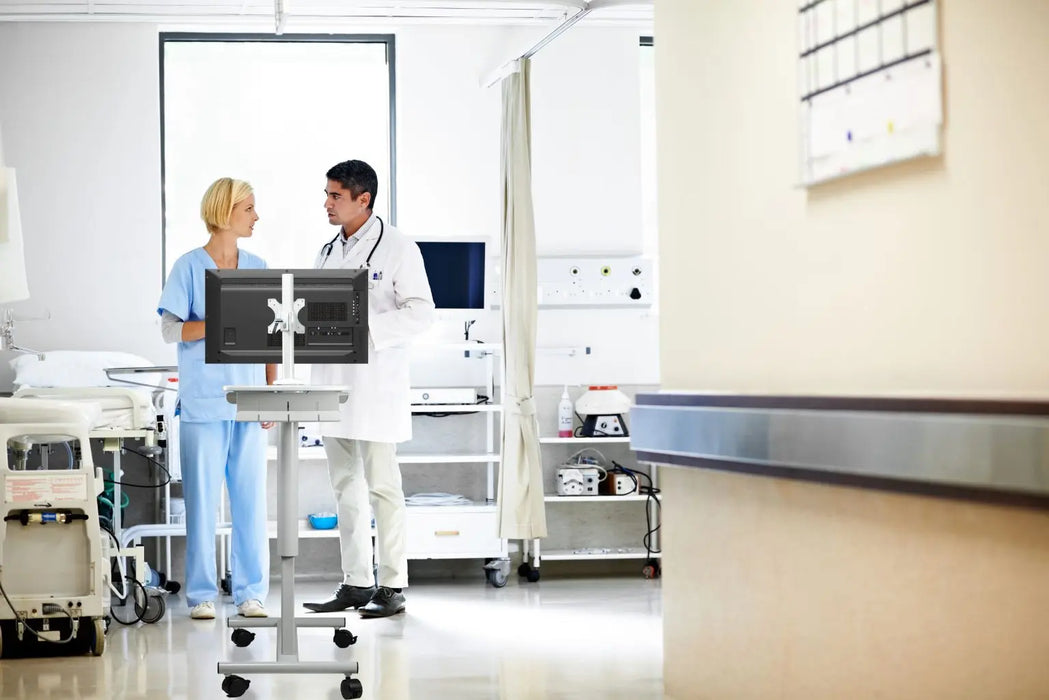 Height-Adjustable Rolling Medical Workstation Cart with Adjustable VESA Arm Mount CTA DIGITAL