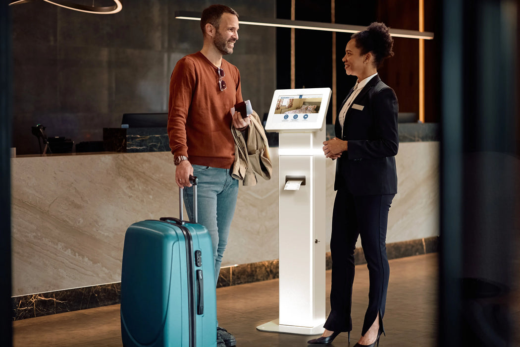 Interactive Kiosk Floor stand with LED Light and Printer Compartment CTA DIGITAL