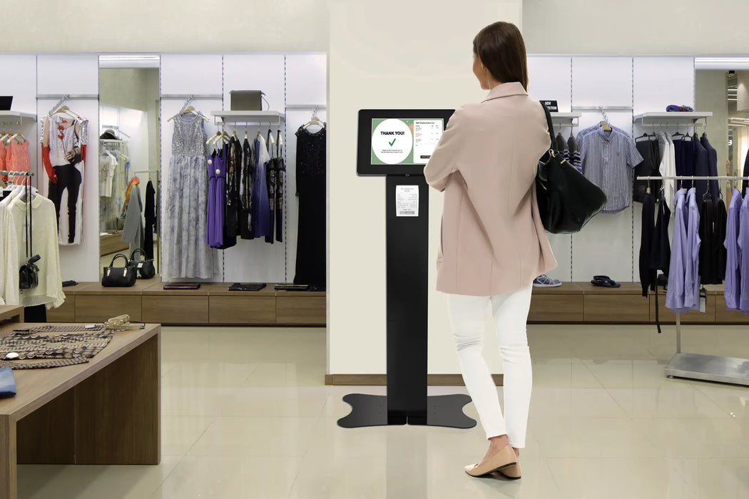 Premium Locking Floor Stand Kiosk w/ Security Enclosure, Storage & Printer Shelf Compartment CTA DIGITAL