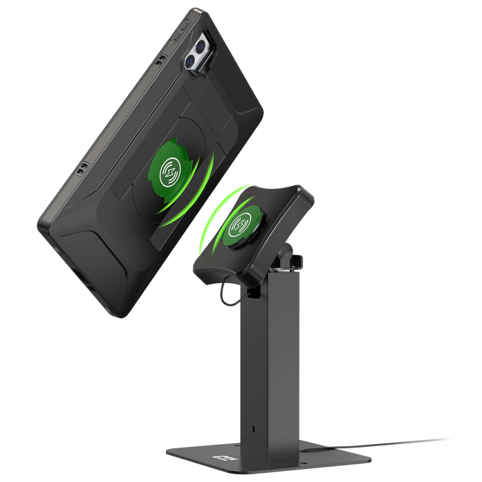 Rotating Sleek Desk Mount with VersaGuard Twist Lock Inductive Charging Dock and Case CTA DIGITAL