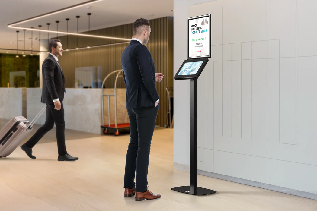 Thin Profile Graphic Sign Floor Stand w/ Security Enclosure CTA DIGITAL