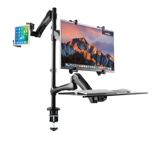 2-in-1 Adjustable Monitor and Tablet Mount Stand with Keyboard Tray CTA DIGITAL