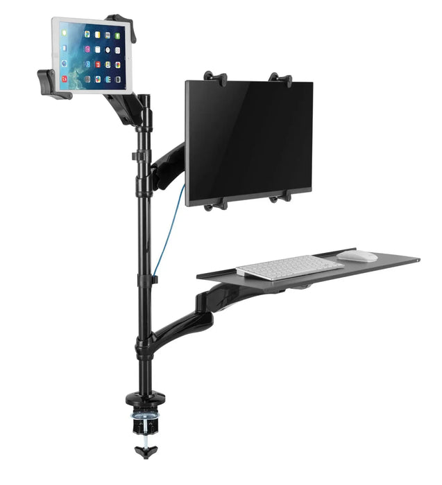 2-in-1 Adjustable Monitor and Tablet Mount Stand with Keyboard Tray CTA DIGITAL
