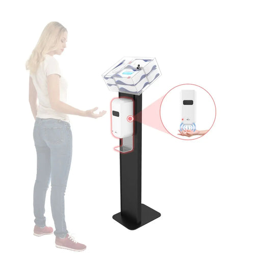 Premium Locking Sanitizing Station Stand with Graphic Card Slot CTA DIGITAL