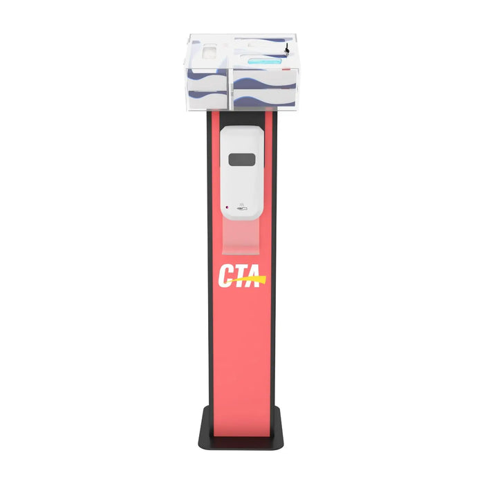 Premium Locking Sanitizing Station Stand with Graphic Card Slot CTA DIGITAL