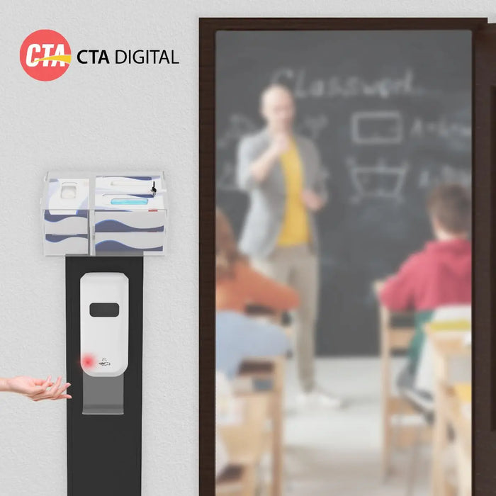 Premium Locking Sanitizing Station Stand with Graphic Card Slot CTA DIGITAL