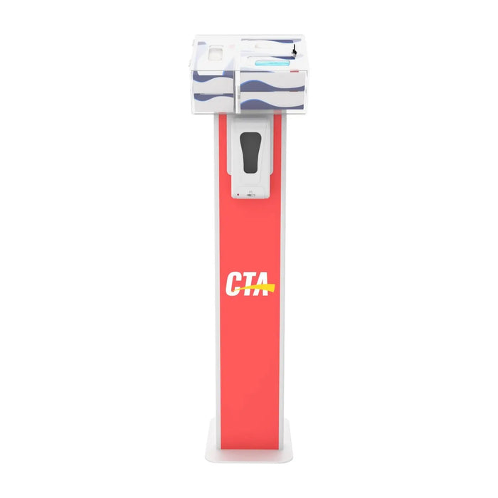 Premium Locking Sanitizing Station Stand with Graphic Card Slot CTA DIGITAL