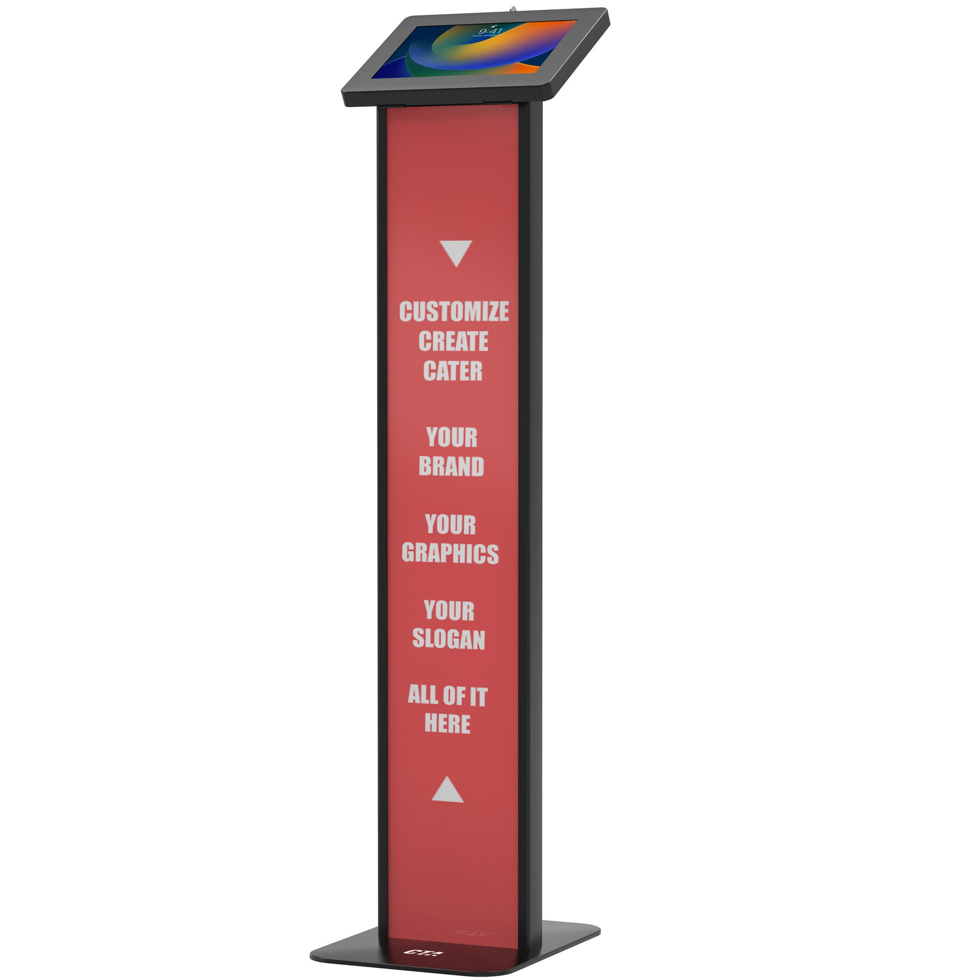 Customizable Premium Locking Floor Stand Kiosk w/ Graphic Card Slot for Branding