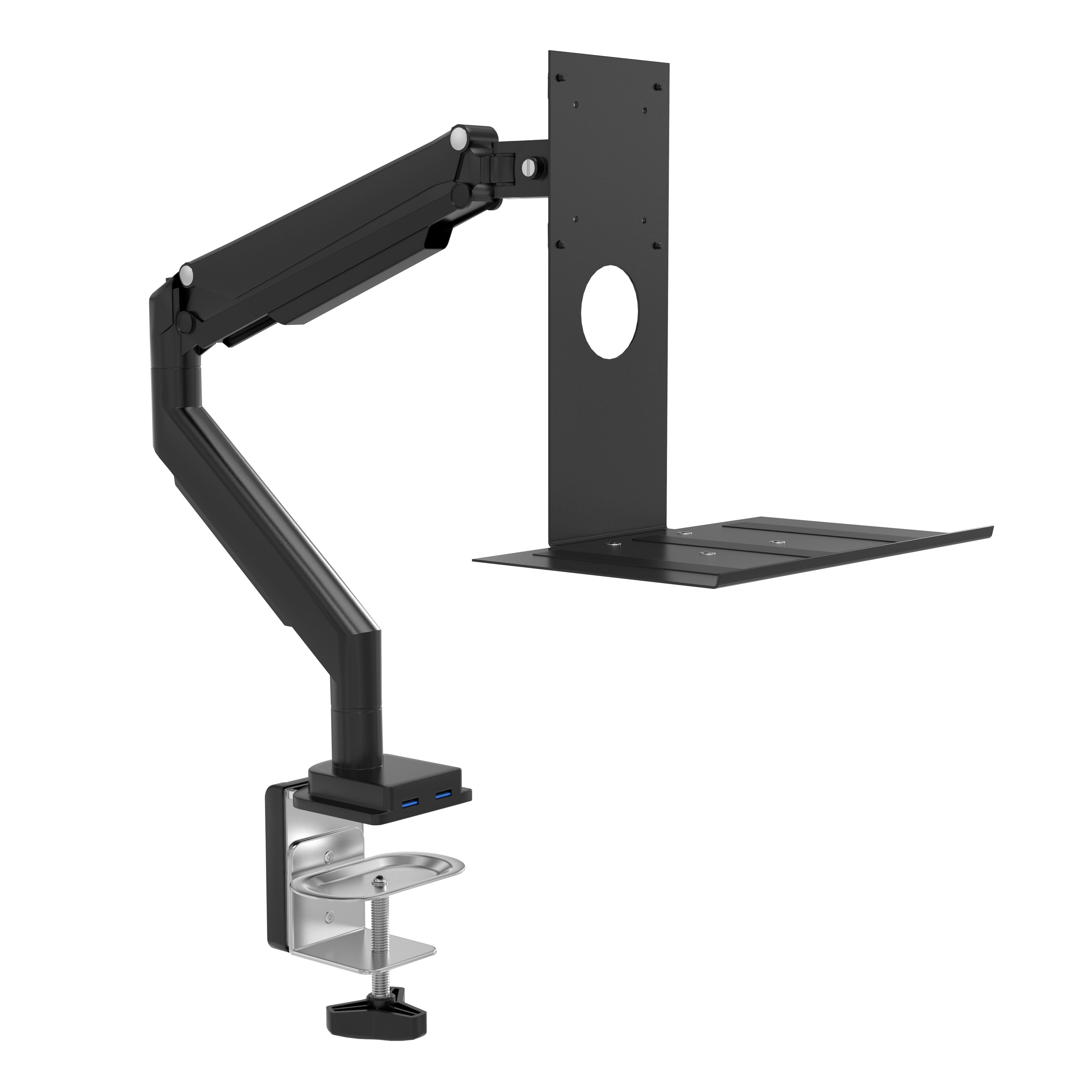 Monitor Arm Clamp Mount with USB Hub and Keyboard Tray CTA DIGITAL