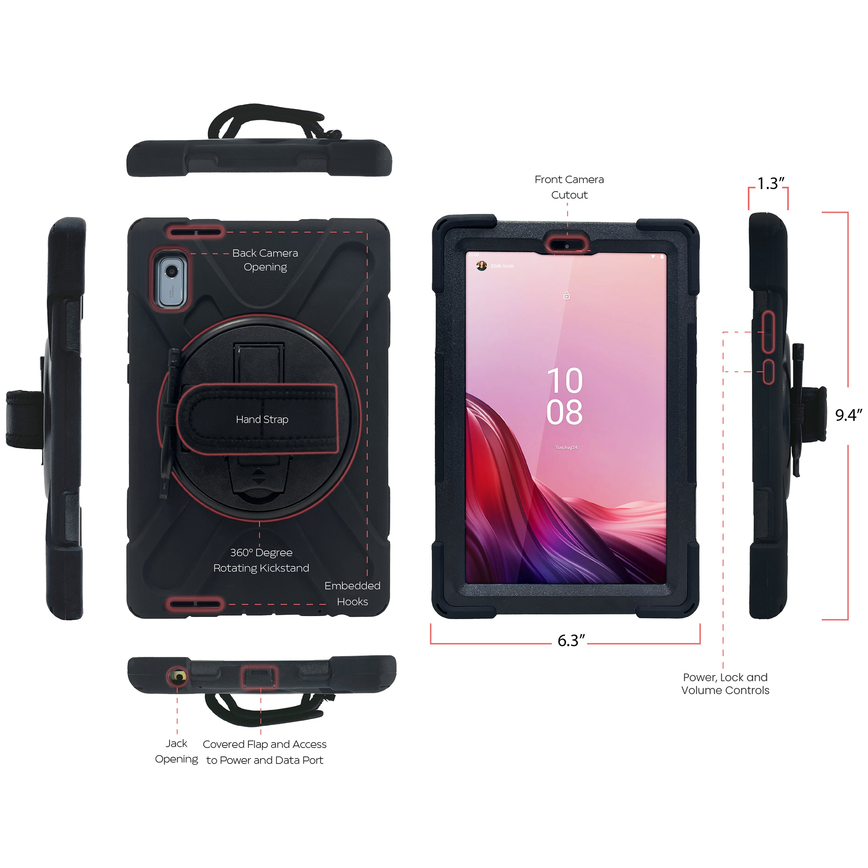 Protective Case with Built-in 360° Rotatable Grip Kickstand