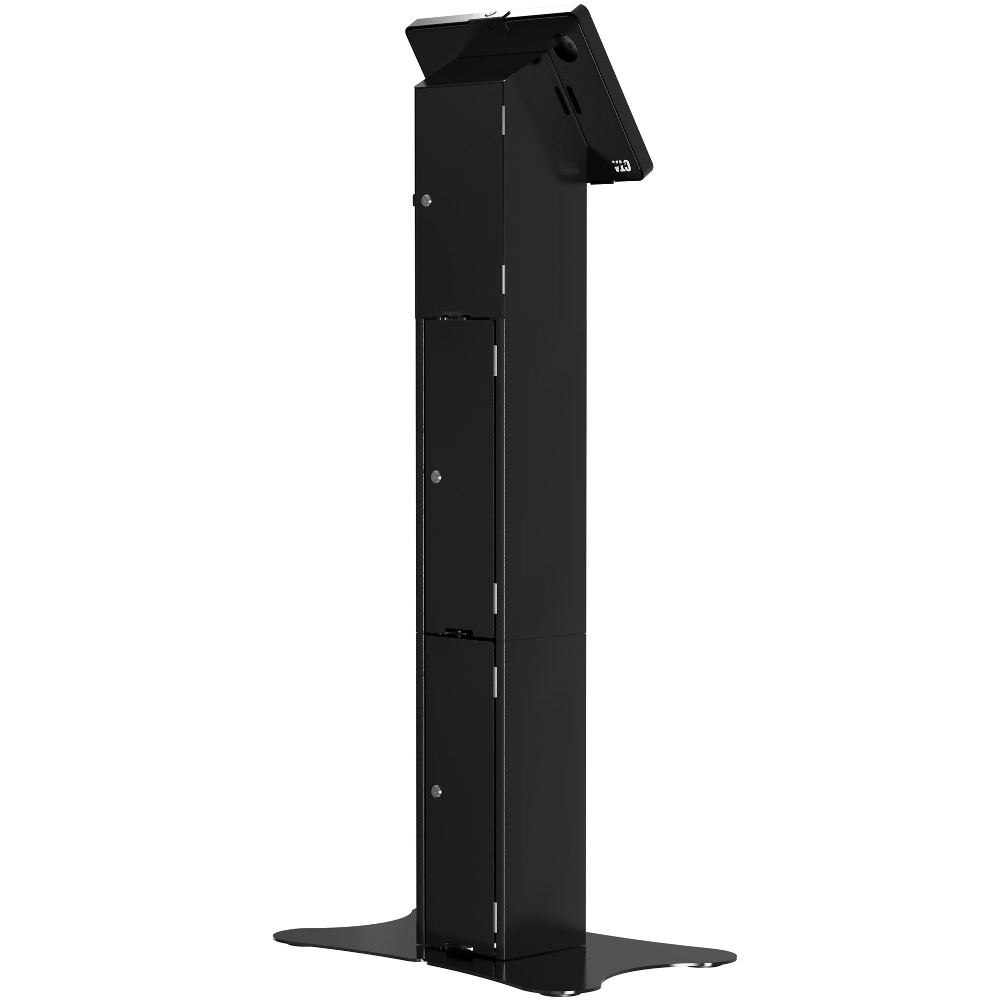 Premium Locking Floor Stand Kiosk with Universal Security Enclosure, Storage & Cable Management