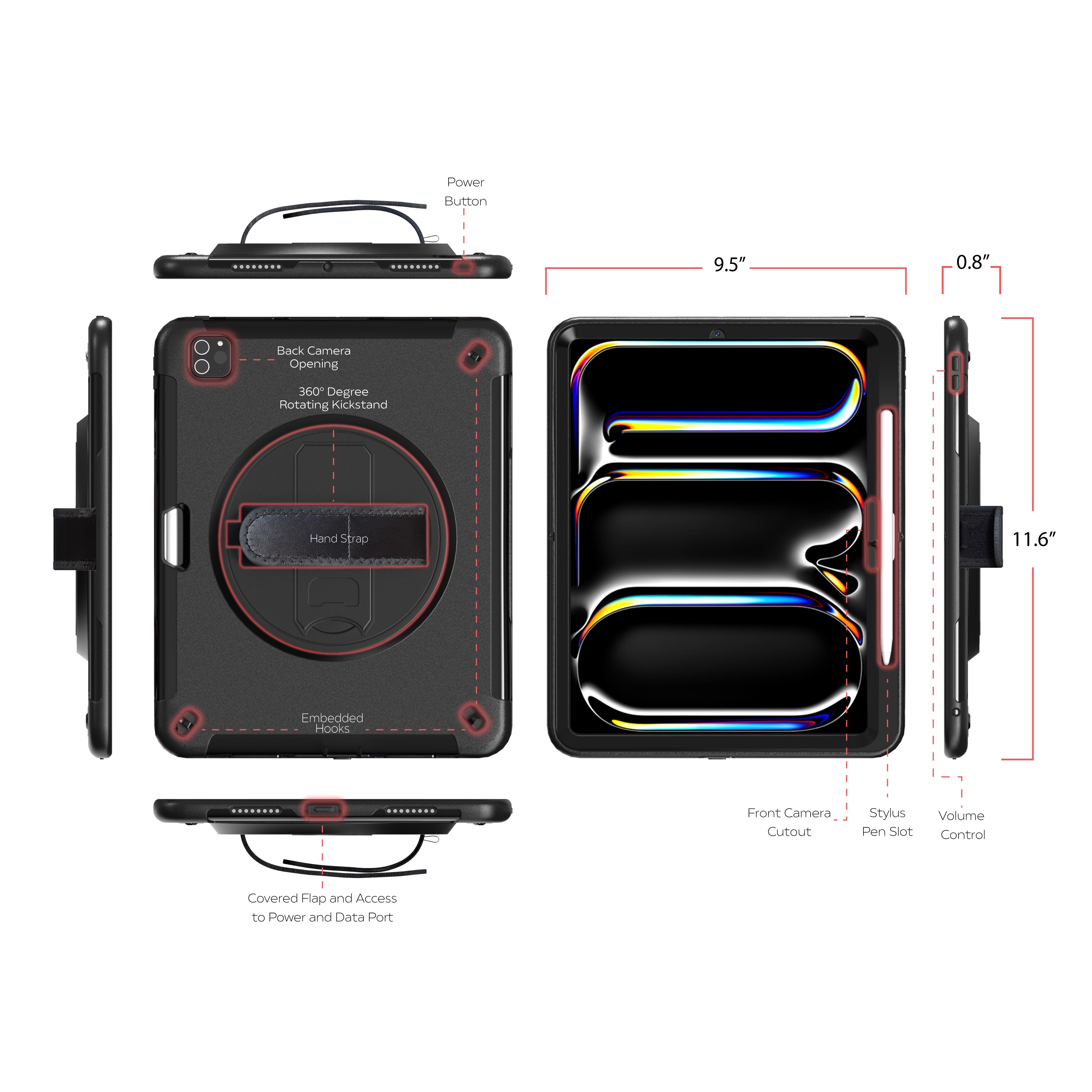 Protective Case with Build in 360° Rotatable Grip Kickstand