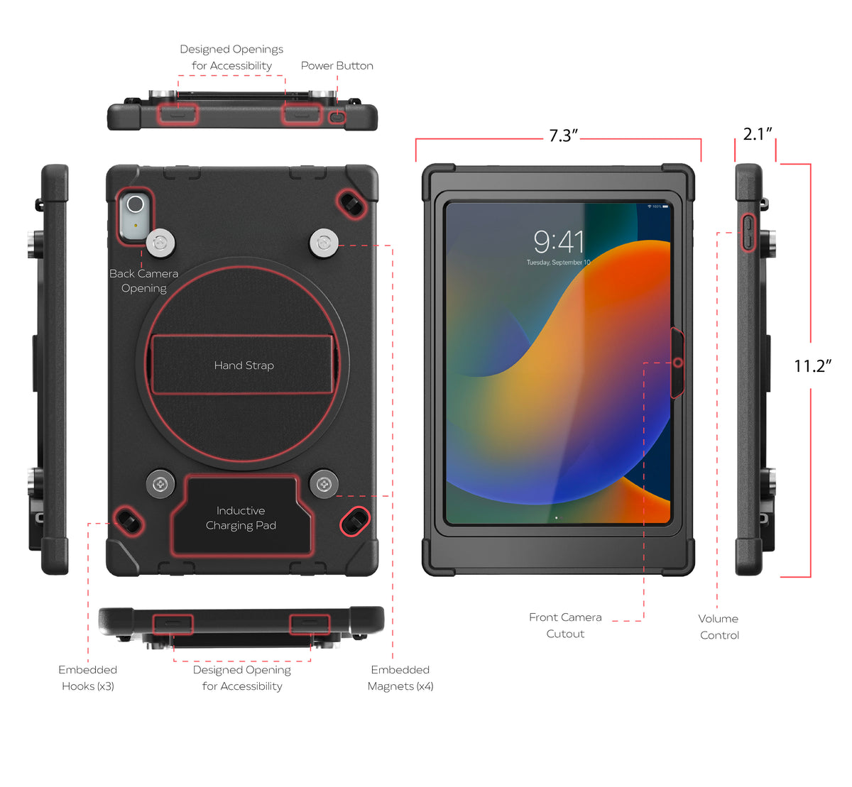 Wireless Inductive Charging Case with Security Lock for iPad 10th Generation 10.9"