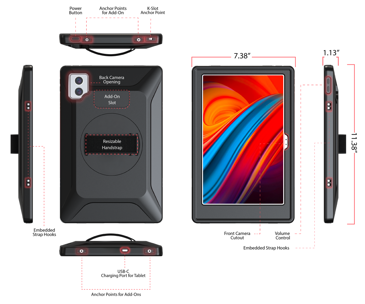 VersaGuard Magnetic Protective Tablet Case with USB-C Charging and Hand Strap