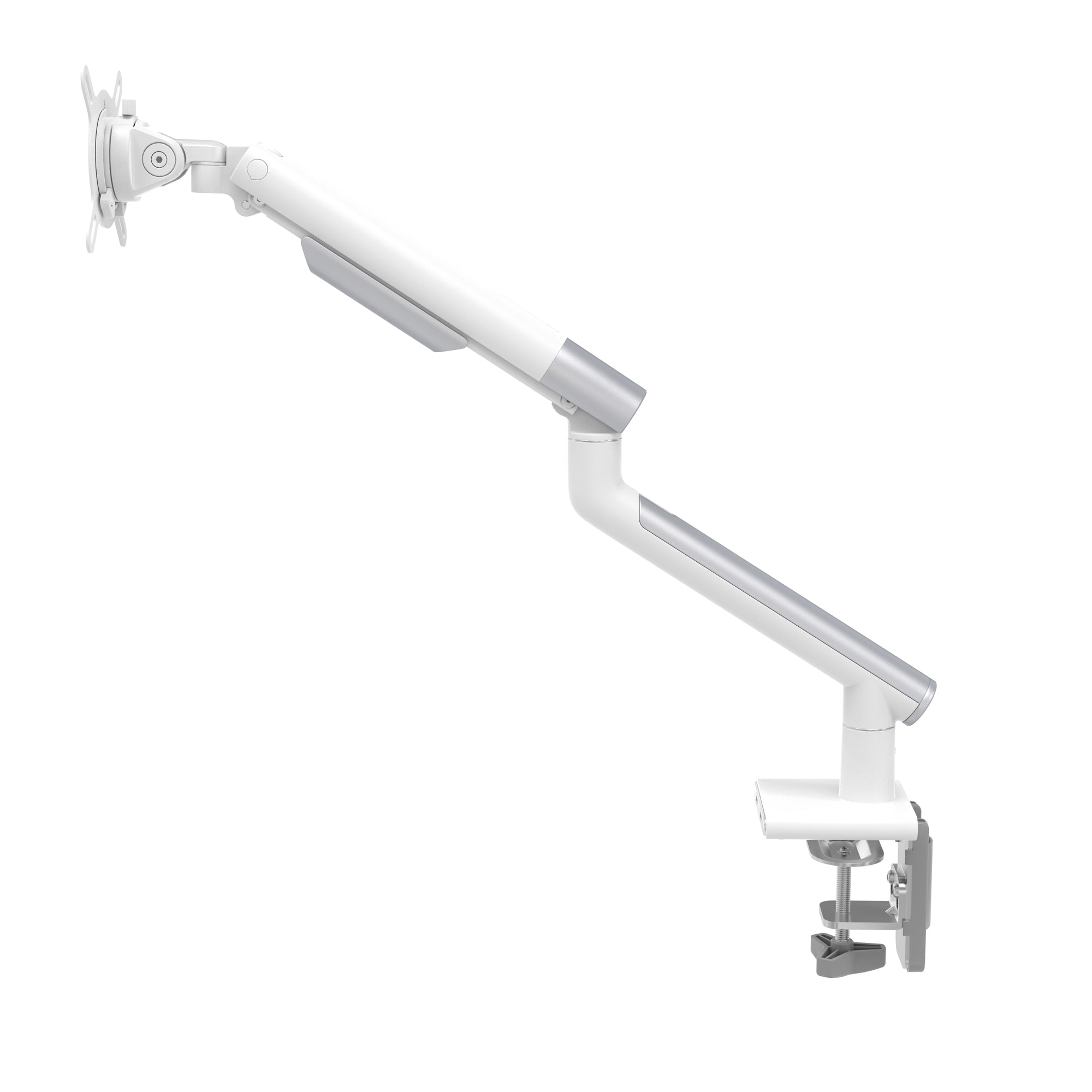 Single Monitor Slim Spring Arm w/ USB Ports (White)