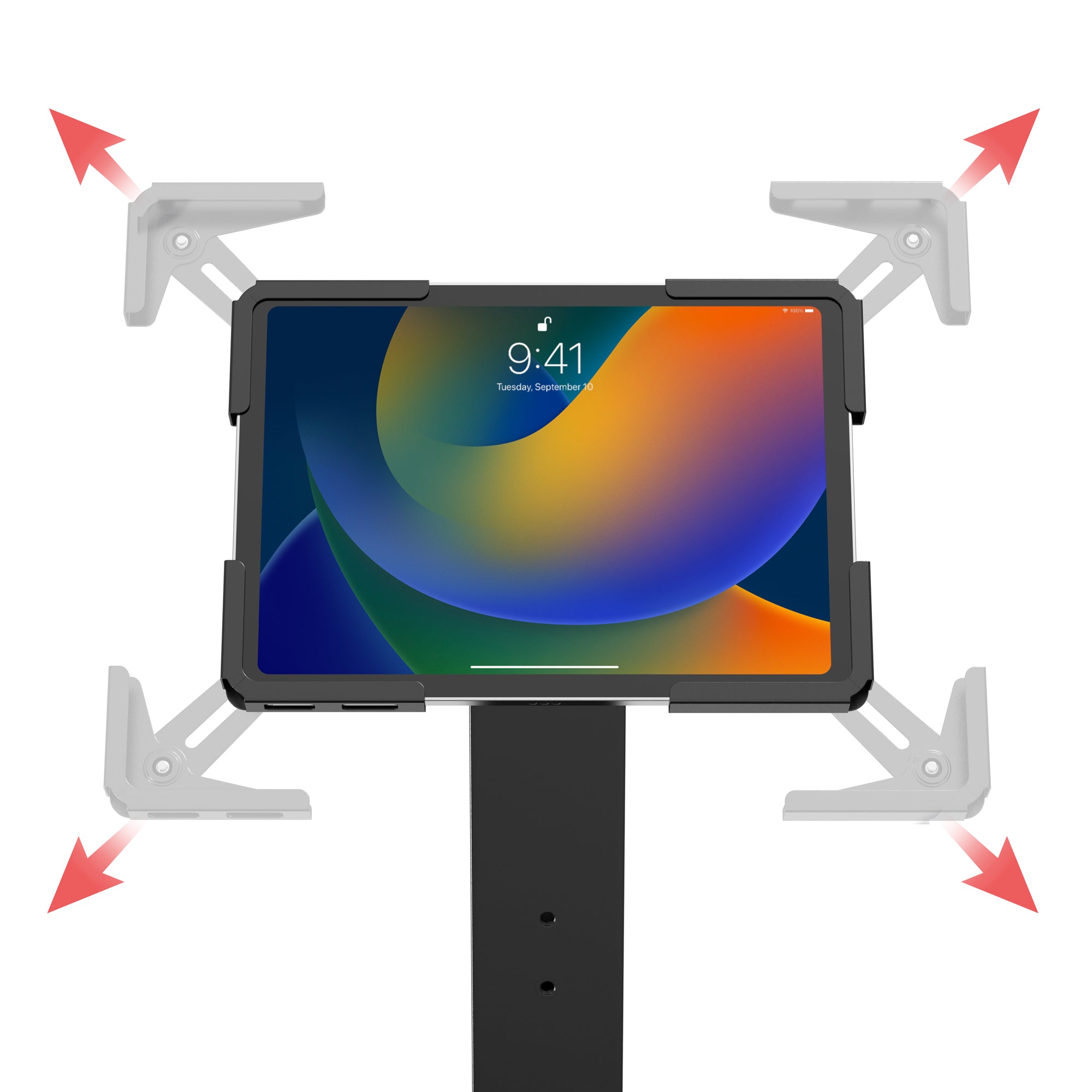 Thin Profile Floor Stand with Universal Holder for 9.7"-12.9" Tablets