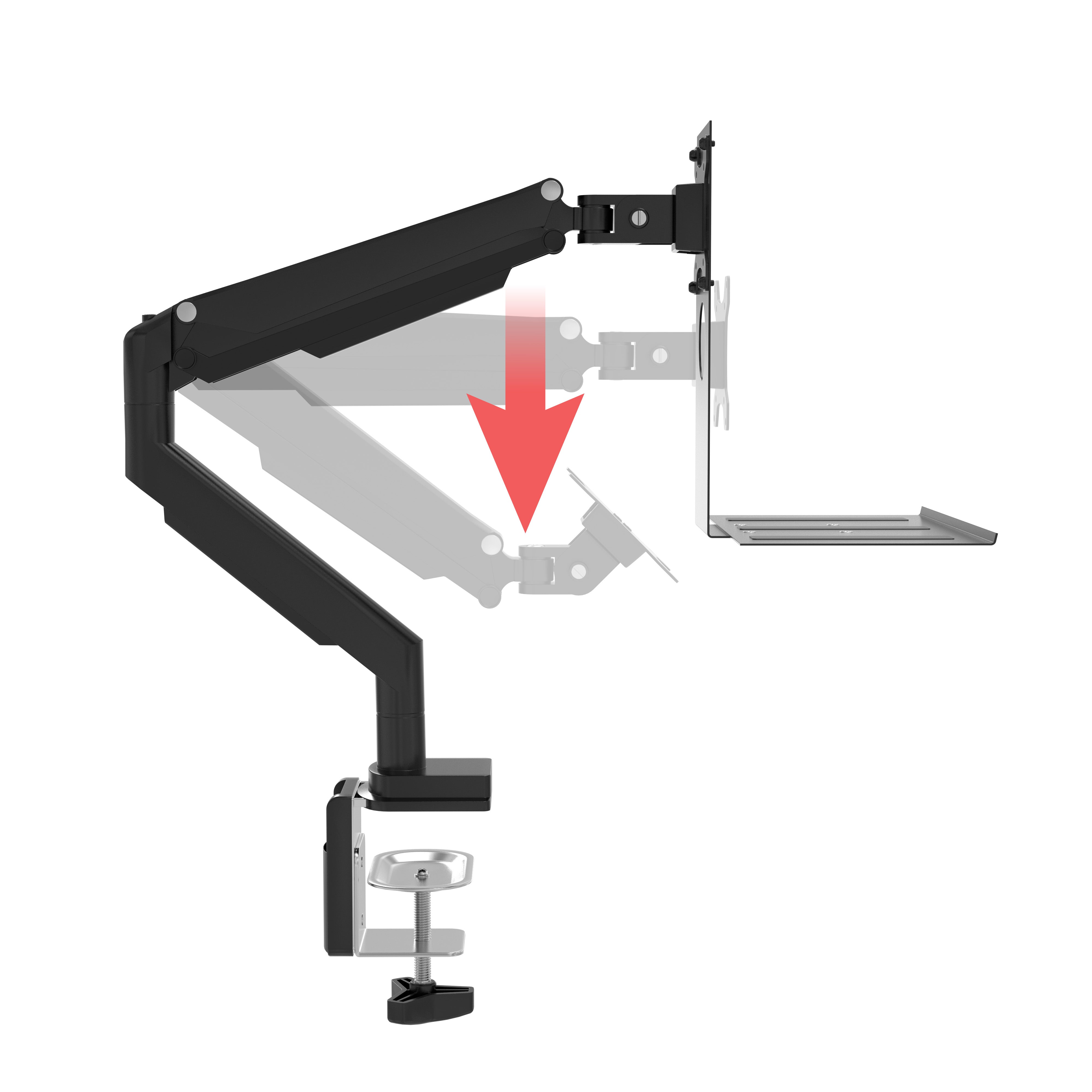 Monitor Arm Clamp Mount with USB Hub and Keyboard Tray CTA DIGITAL