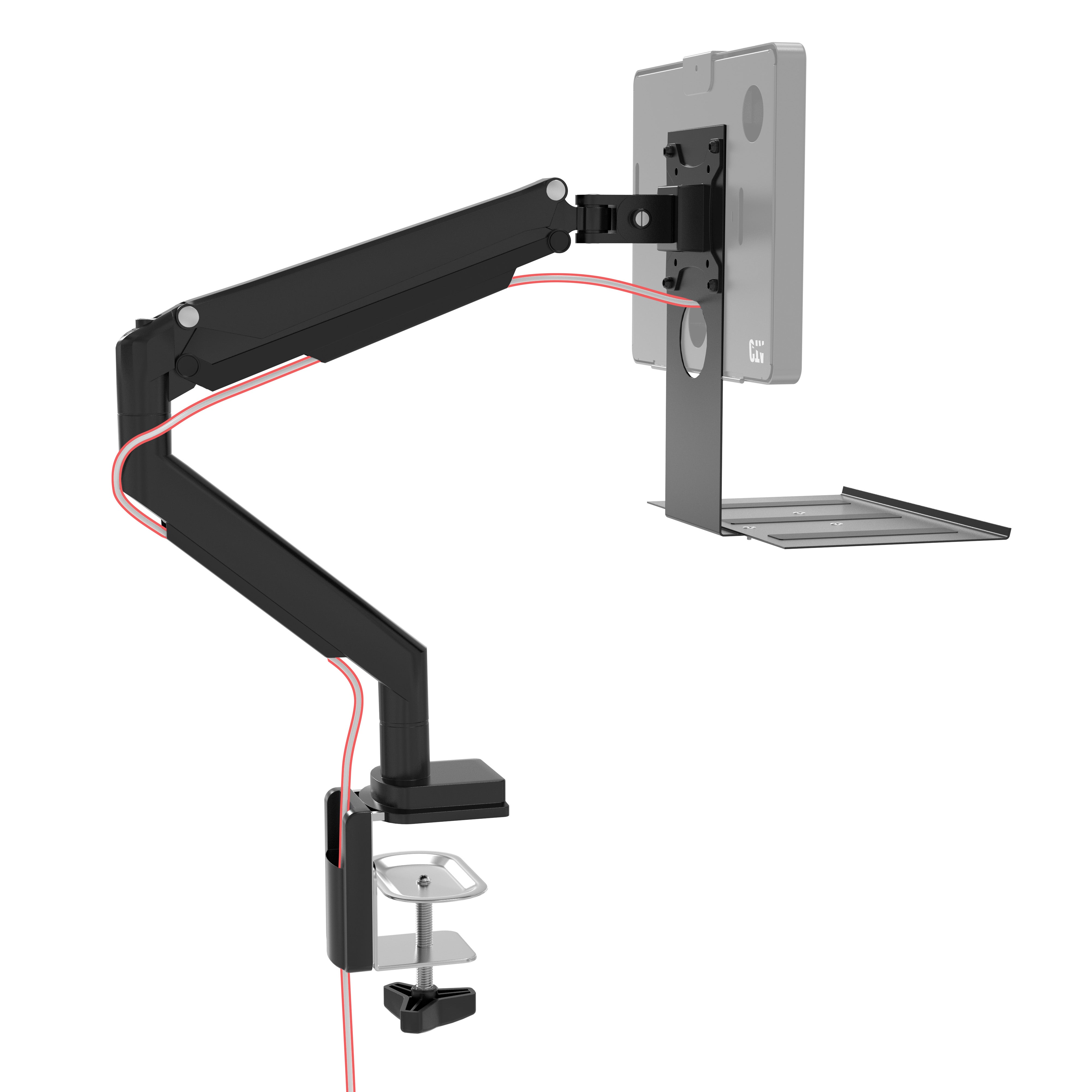 Monitor Arm Clamp Mount with USB Hub and Keyboard Tray