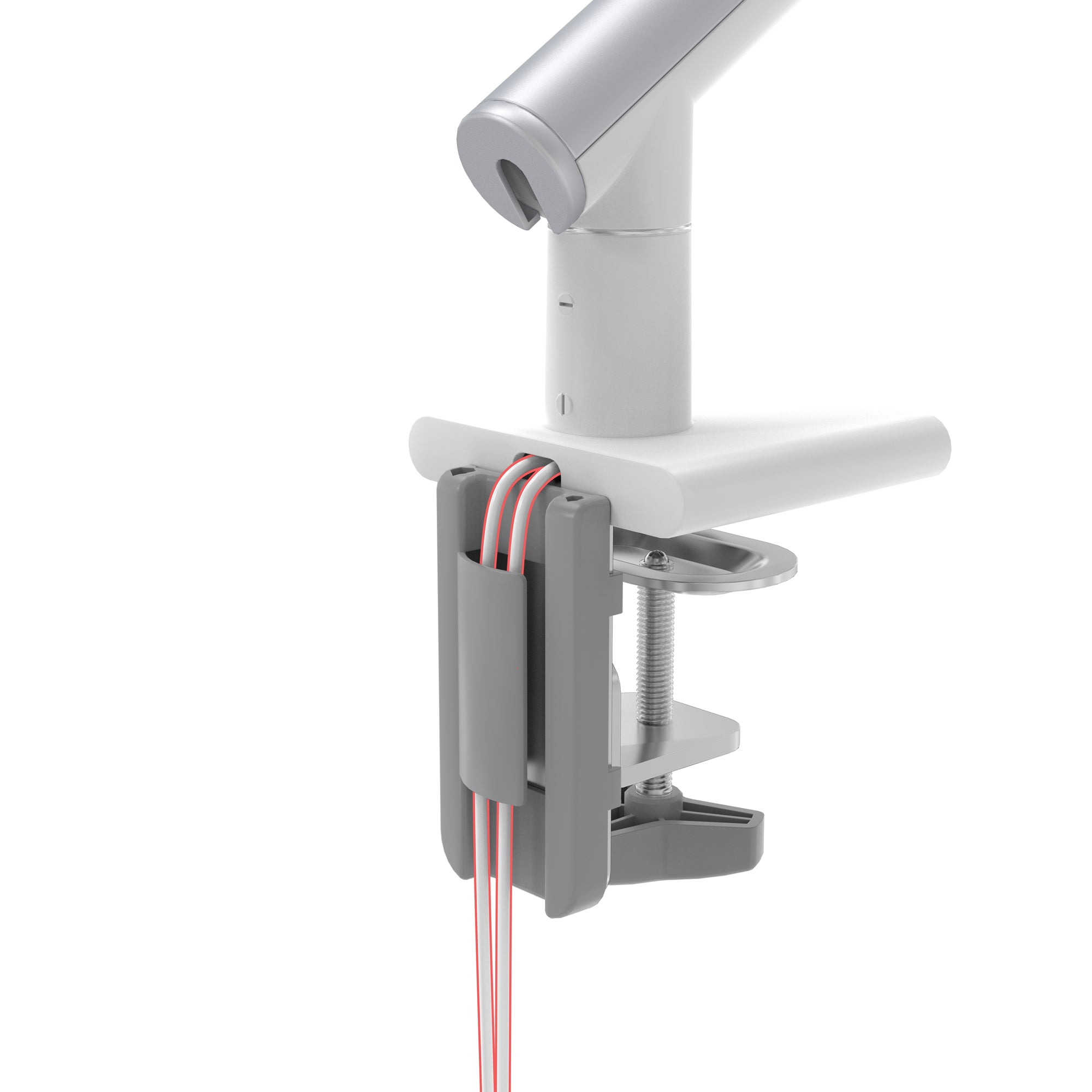 Single Monitor Slim Spring Arm w/ USB Ports (White)