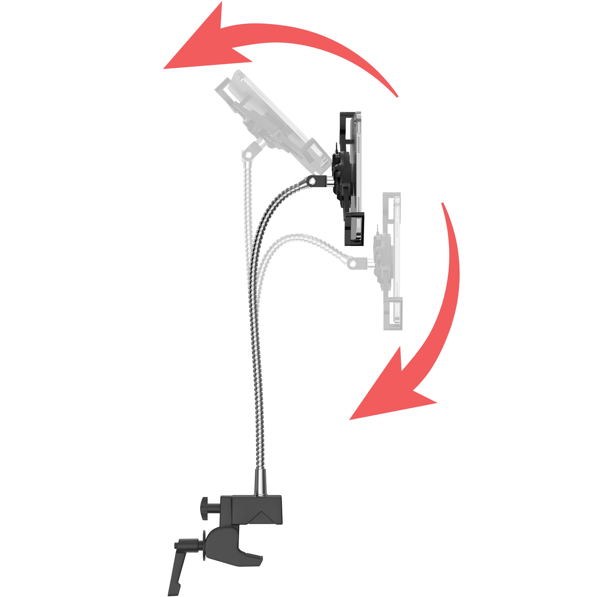 Rust Proof Security Gooseneck Clamp for Tablets up to 1" in Thickness