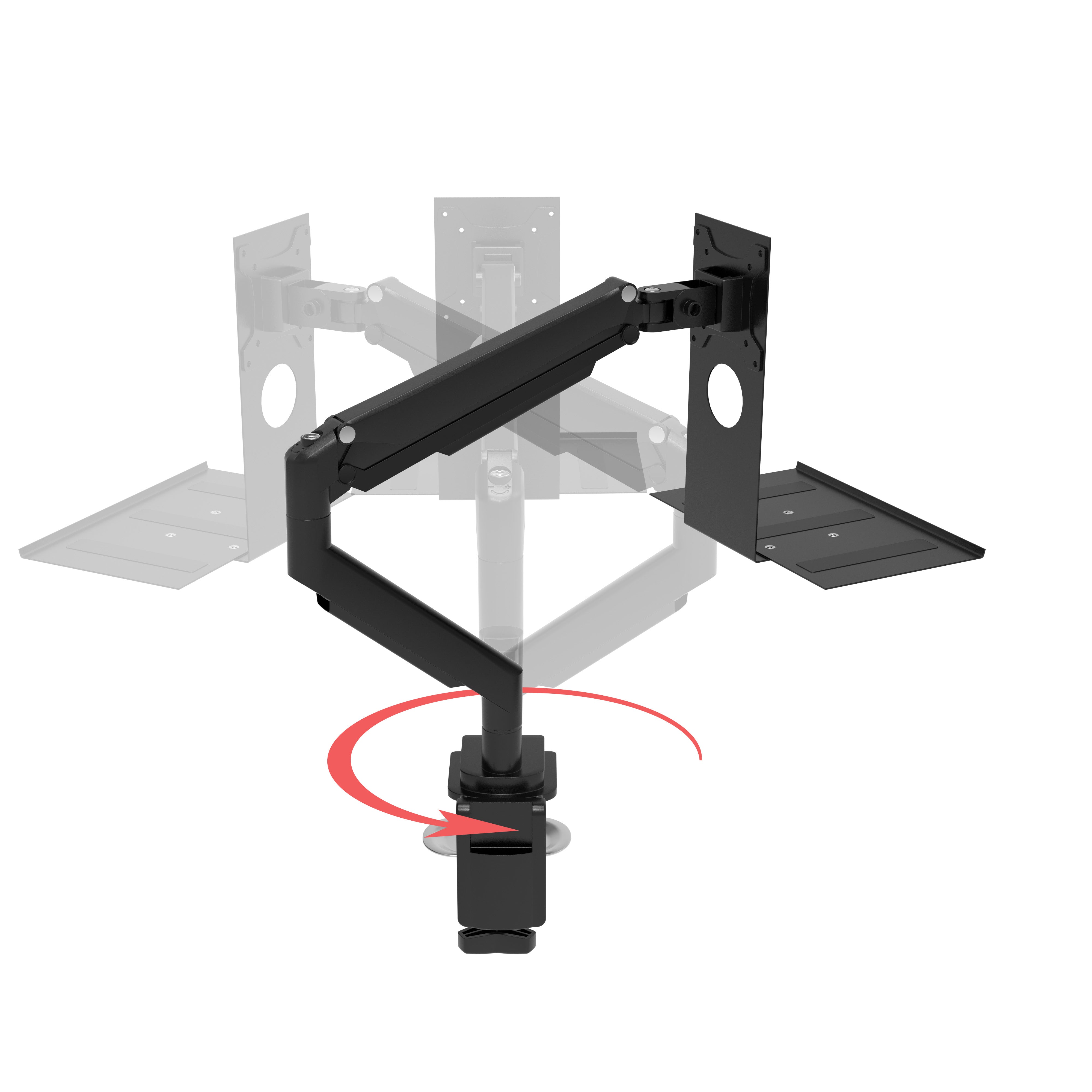 Monitor Arm Clamp Mount with USB Hub and Keyboard Tray