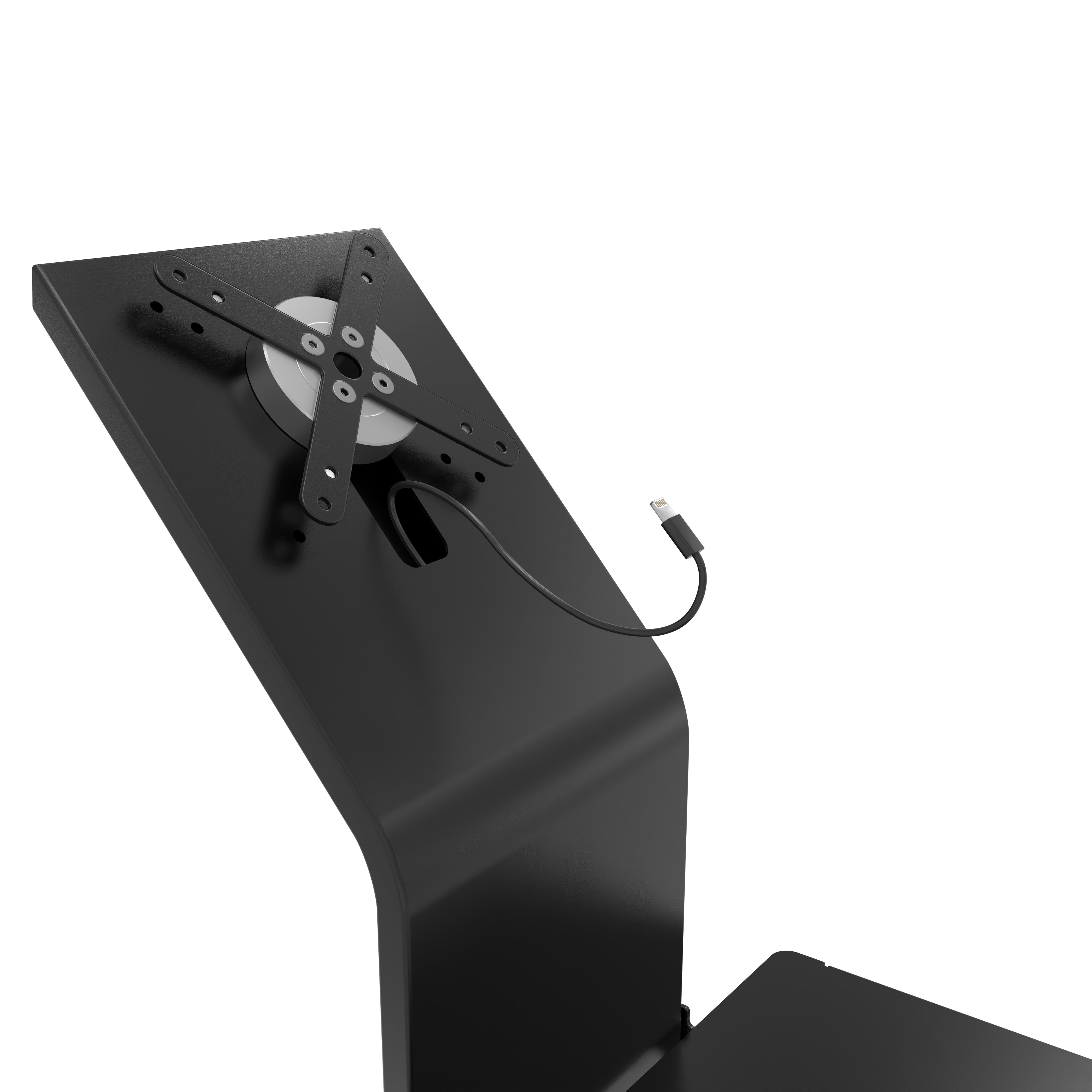 Premium Locking Floor Stand Kiosk with Universal Security Enclosure, Keyboard Tray, and Storage Compartment