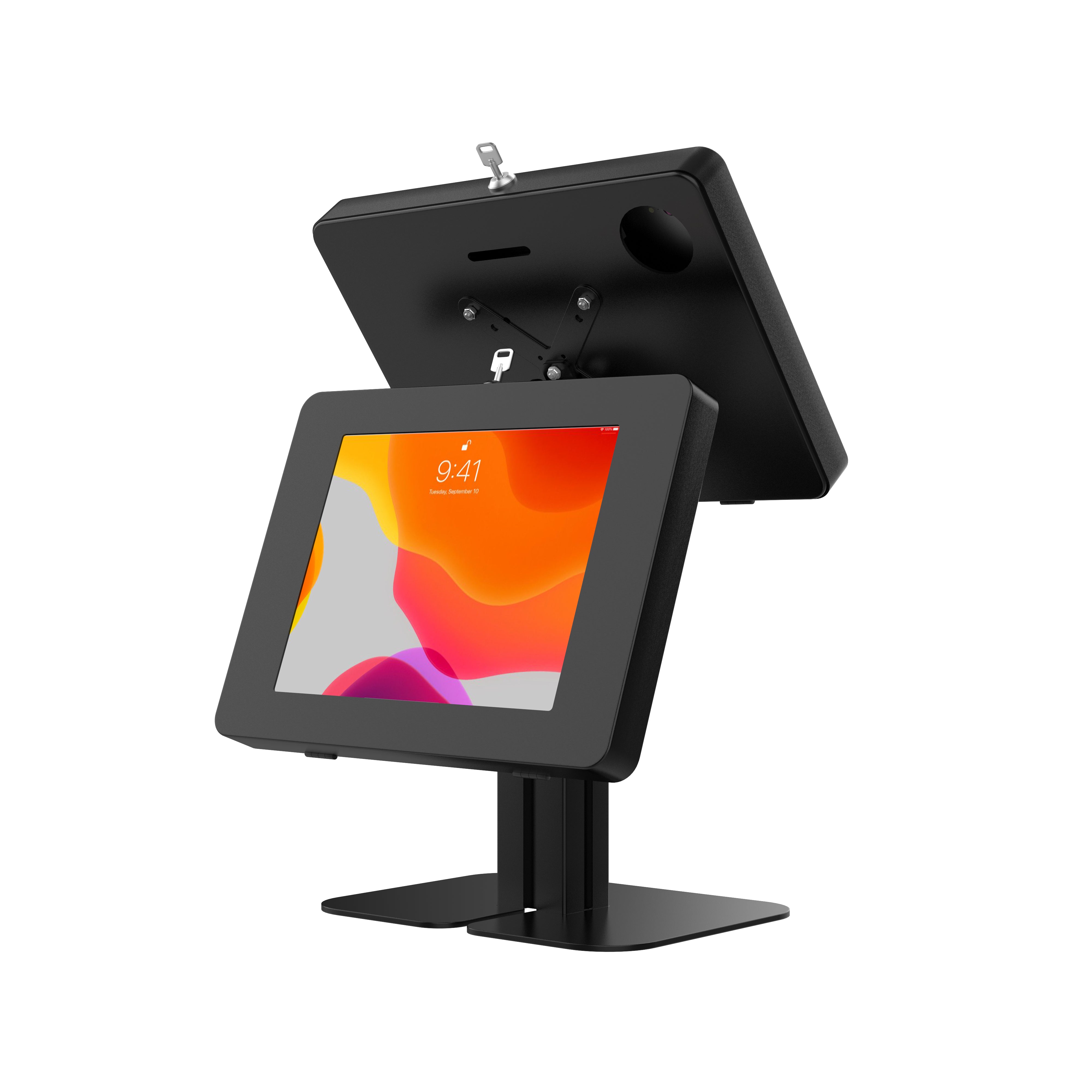 Adjustable Table Mount with 2 Universal Security Enclosures for 9.7 - 11 inches devices