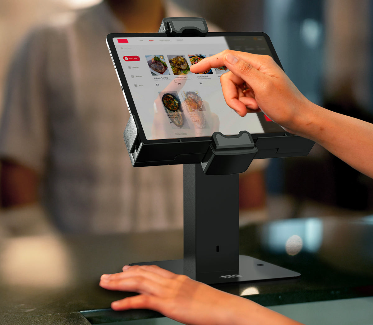 Rotating Sleek Desk Mount with Premium Universal Tablet Security Holder