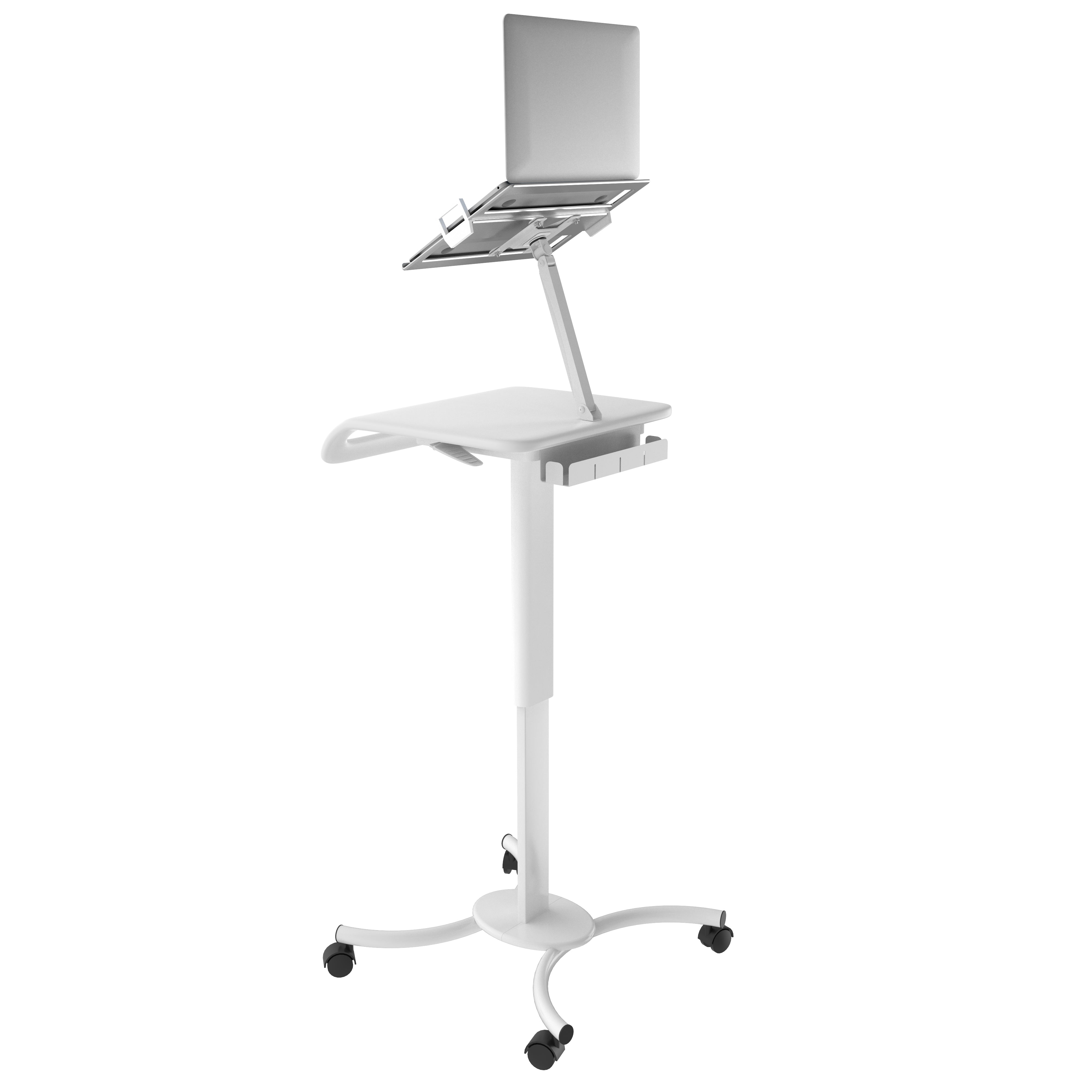 Height-Adjustable Rolling Workstation Cart with Laptop Holder