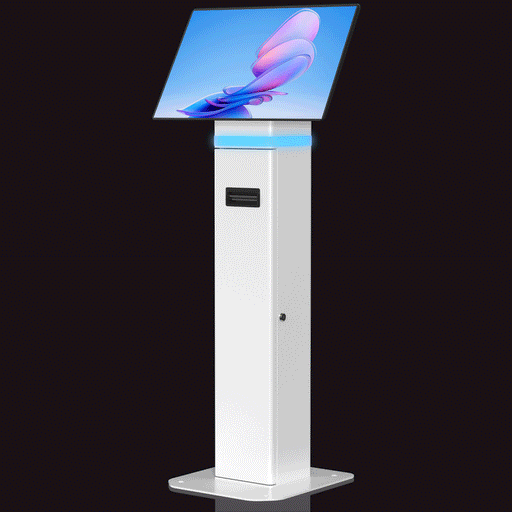 35’ Interactive Kiosk Floor Stand with LED Light and Printer Compartment CTA DIGITAL