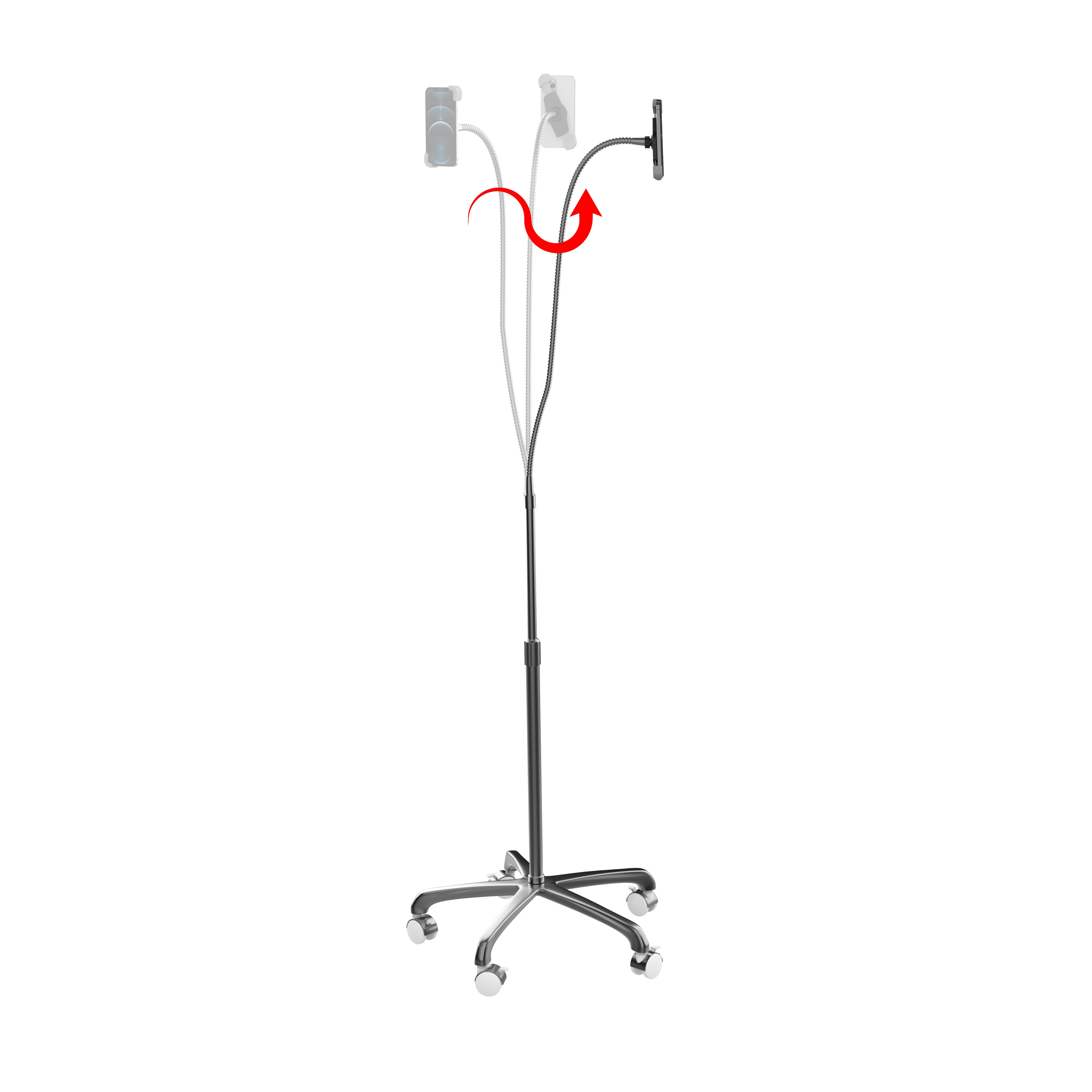 Heavy-Duty Rolling Floor Stand with Gooseneck and Phone Holder