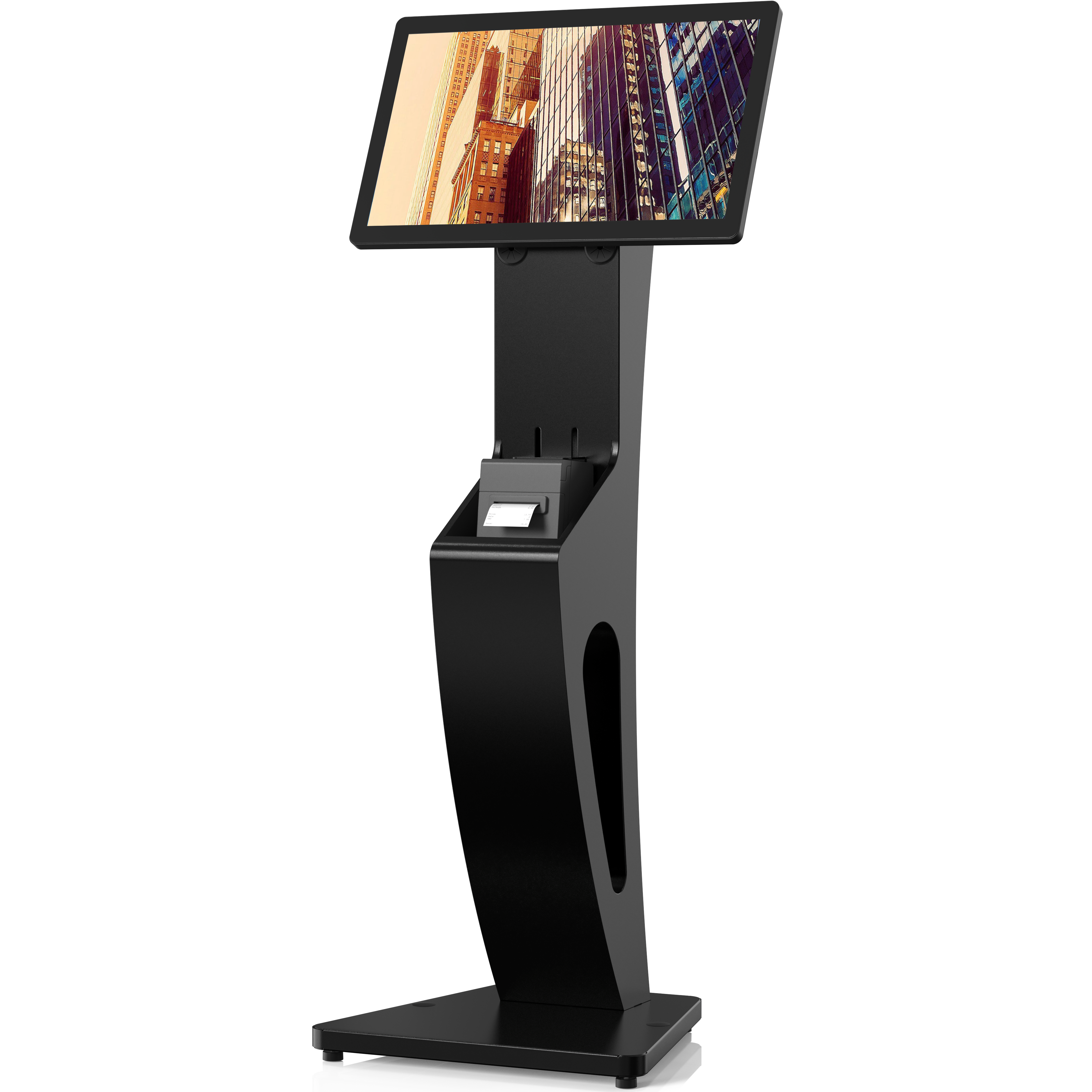 Sleek Floor Stand with Printer Slot for Touchscreen Monitors and Other Displays