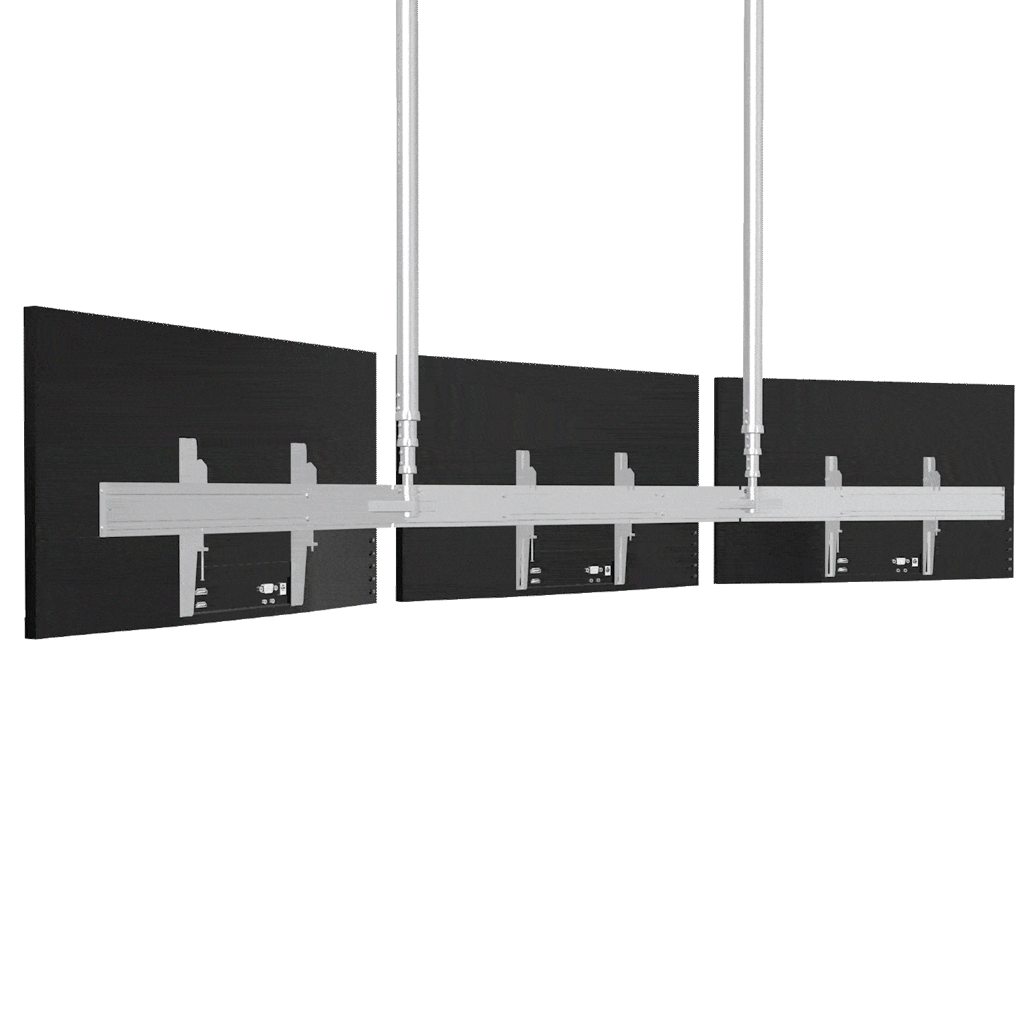 Triple Screen Dual Pole Ceiling Mount with 2 Columns of 7Ft Unistrut
