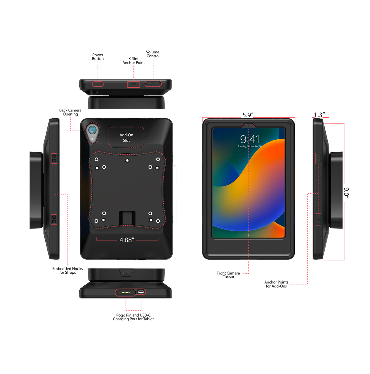 VersaGuard Twist Lock Protective Tablet Case and Dock with Wireless Inductive Charging For iPad Mini 7 (A17 Pro) and iPad Mini 6