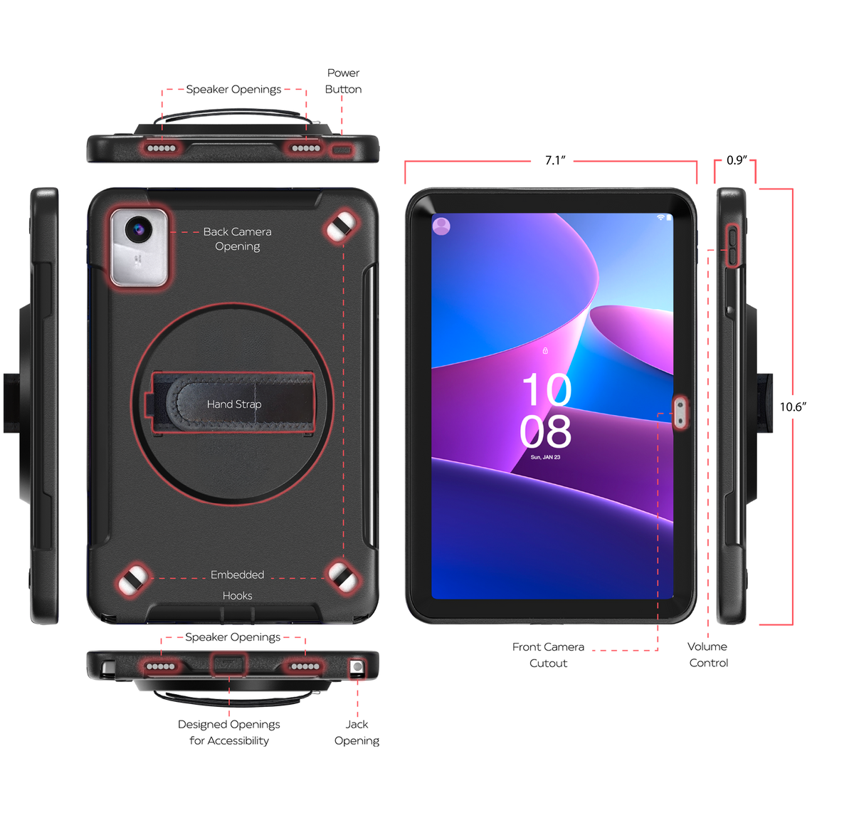Protective Case with Built-in 360° Rotatable Grip