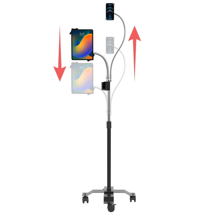 Compact Dual Gooseneck Floor Stand for Phone and 7-13-Inch Tablets CTA DIGITAL