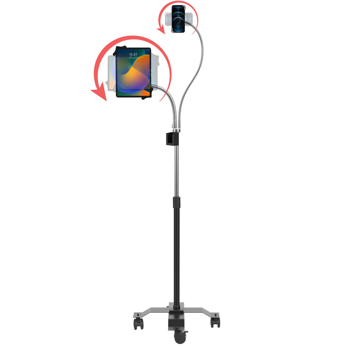 Compact Dual Gooseneck Floor Stand for Phone and 7-13-Inch Tablets CTA DIGITAL