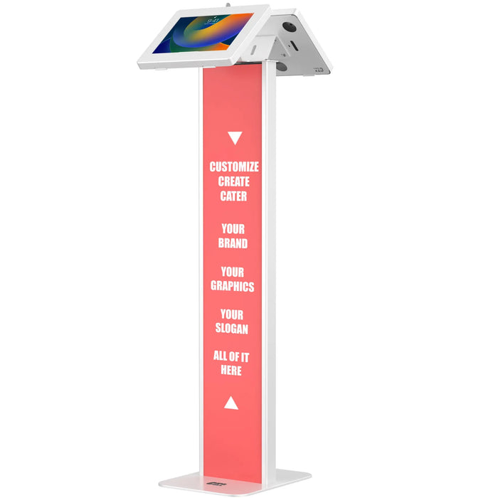 Customizable Dual Enclosure Locking Floor Stand Kiosk w/ Graphic Card Slot for Branding CTA DIGITAL