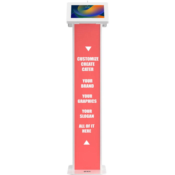 Customizable Dual Enclosure Locking Floor Stand Kiosk w/ Graphic Card Slot for Branding CTA DIGITAL