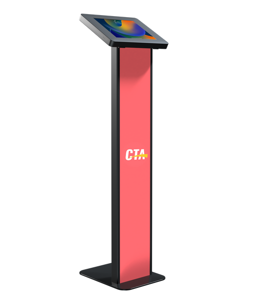 Customizable Premium Locking Floor Stand Kiosk w/ Graphic Card Slot for Branding CTA