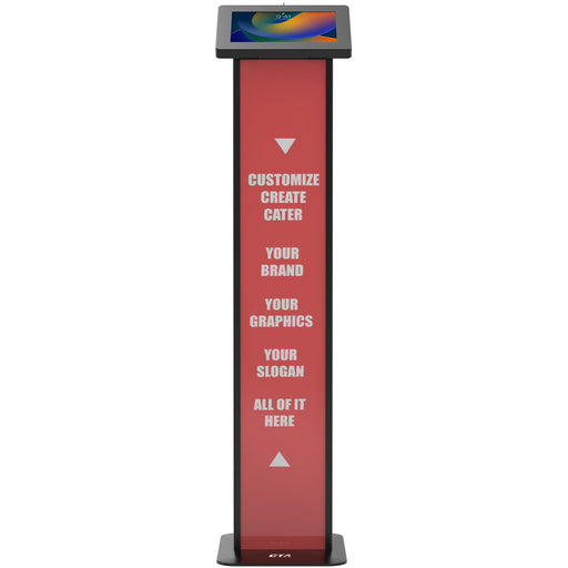 Customizable Premium Locking Floor Stand Kiosk w/ Graphic Card Slot for Branding (Black) CTA DIGITAL