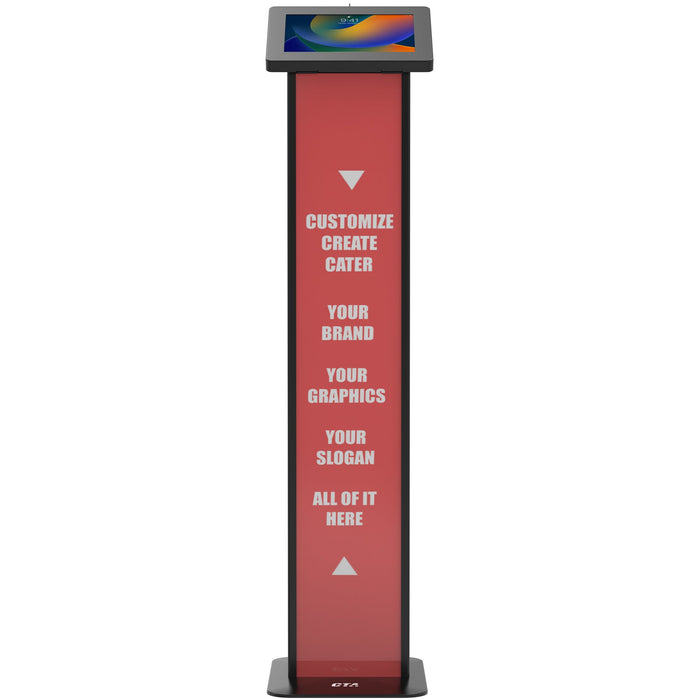 Customizable Premium Locking Floor Stand Kiosk w/ Graphic Card Slot for Branding (Black) CTA DIGITAL
