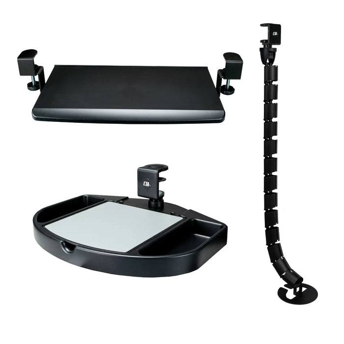Desk Add-on Bundle with Keyboard Tray, Desk Organizer, and Cable Routing Column CTA DIGITAL