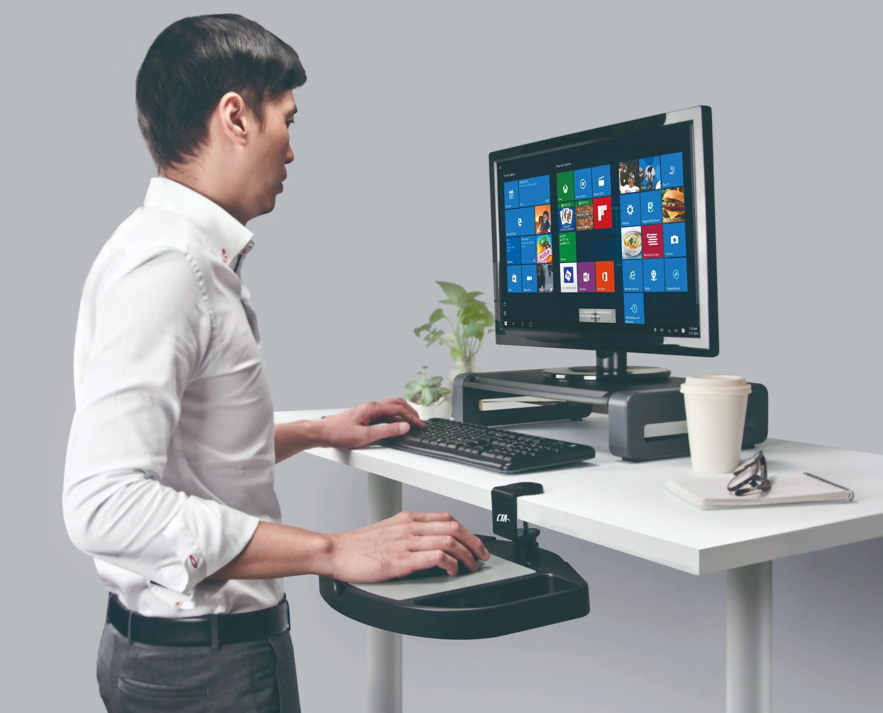 Desk Add-on Bundle with Keyboard Tray, Desk Organizer, and Cable Routing Column